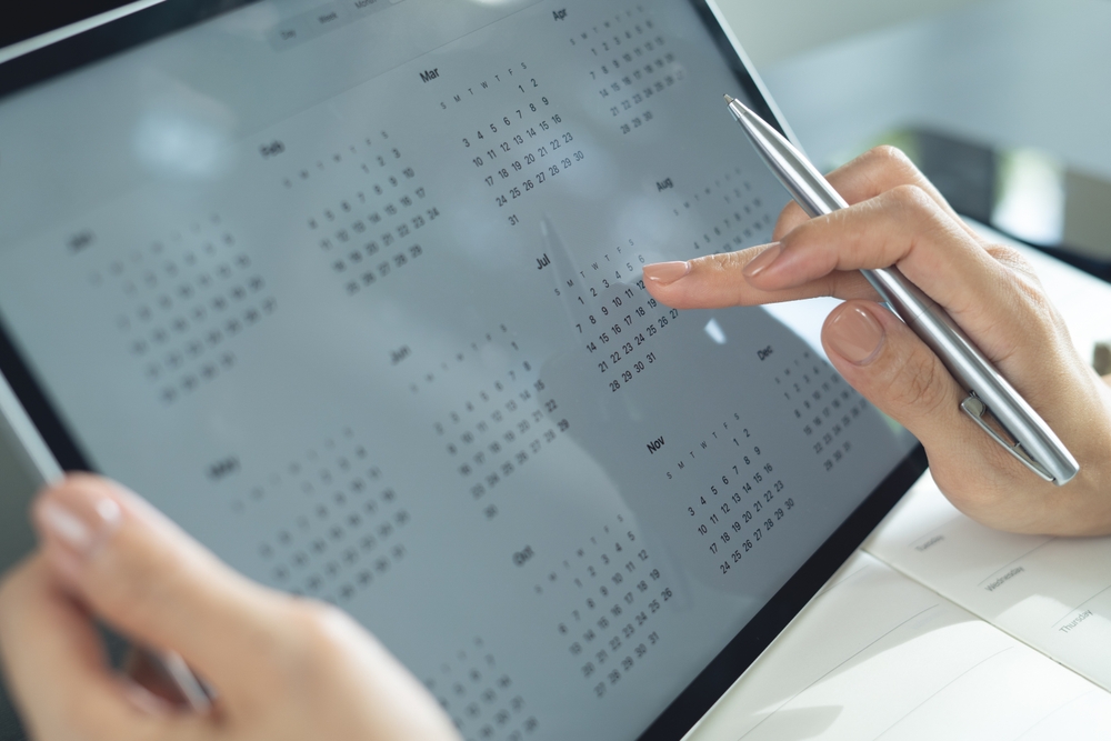 a calendar in an ipad